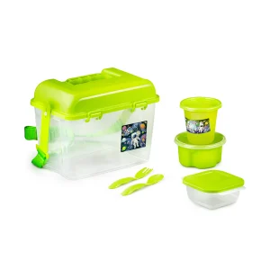 Lonchera Transparente con accesorios Verde Plastico Plastiapan