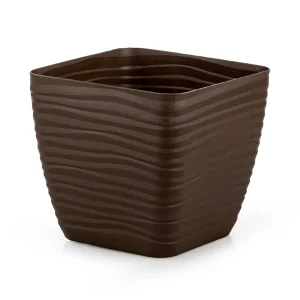 Maceta Sevilla Cuadrada 13cm Chocolate Plastico Trends