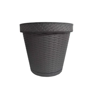 Maceta Rattan Gris Oxford 34.6cm Plástico La Ardilla