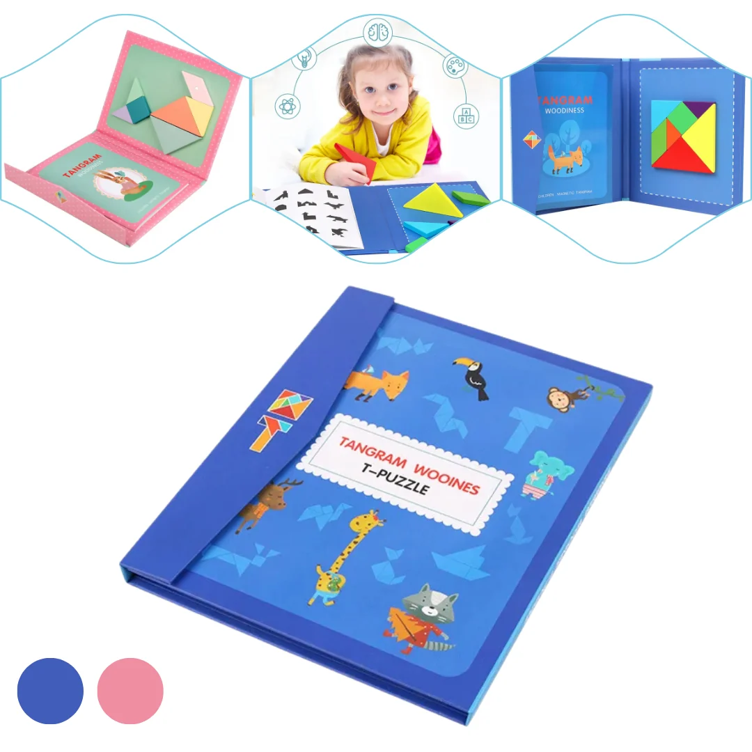 Kit Libro Tangram Magnético Montessori 📖 BRILLIANT MINDS 🧠 (+160 patrones para formar divertidas figuras.) - Imagen 5