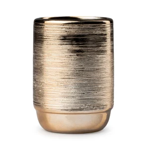 Vaso Portacepillos Dorado 11.5cm Cerámica Top Choice