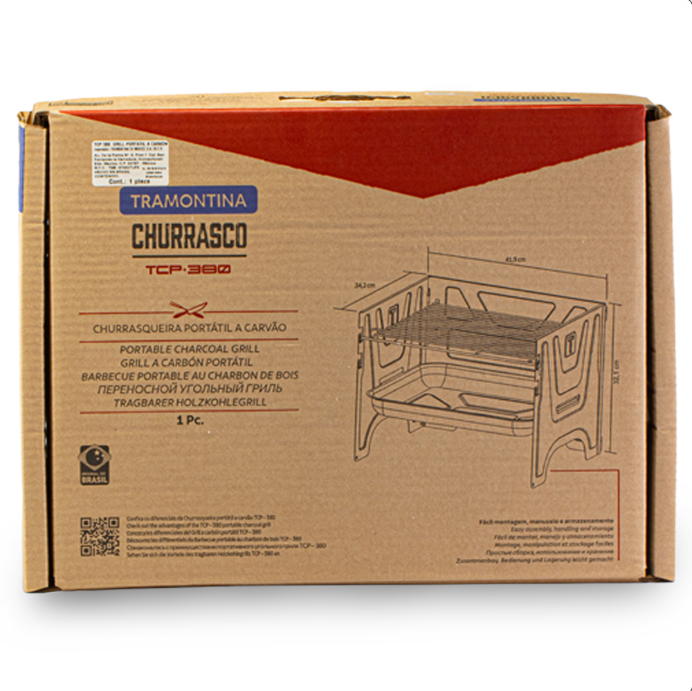 Asador Rectangular Portátil Aluminio Tramontina - Imagen 8