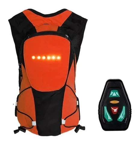 Maleta reflectiva Led 🎒"Direccionales ALFAMAX"🚲 (Naranja) - Imagen 8