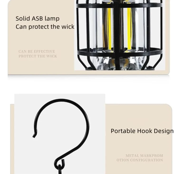 Lámpara Portátil ⚡️ VINTAGE PROLIGHT 💡 (Recargable, brillo ajustable, resistente Agua) - Imagen 4
