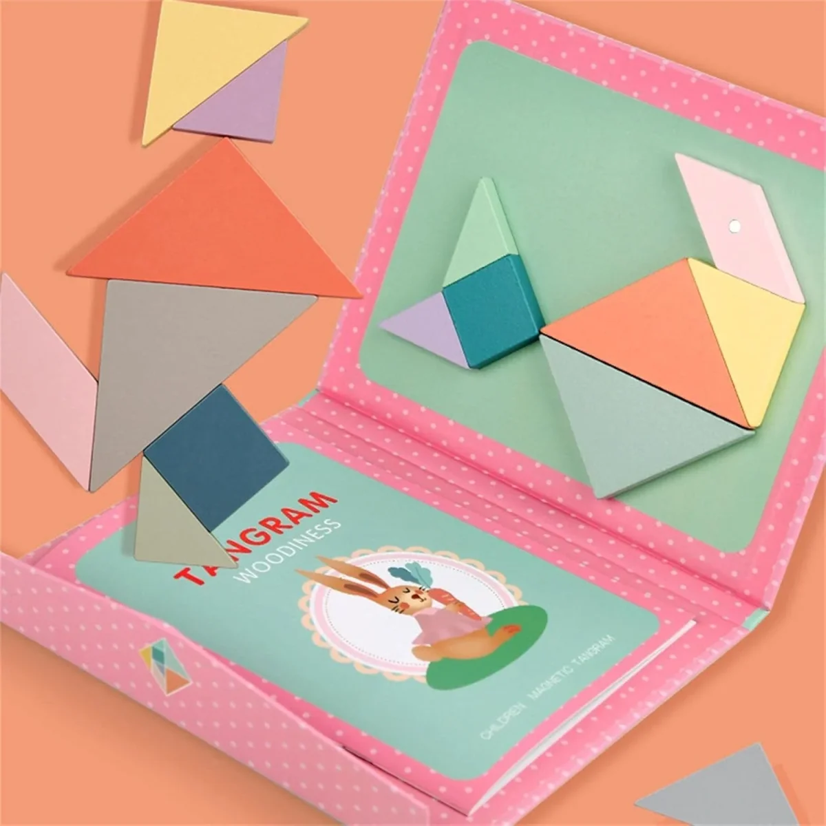 Kit Libro Tangram Magnético Montessori 📖 BRILLIANT MINDS 🧠 (+160 patrones para formar divertidas figuras.) - Imagen 8