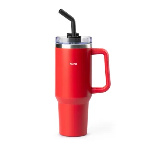 Termo Con Popote Rojo 1.2L Acero Inoxidable Nuvó