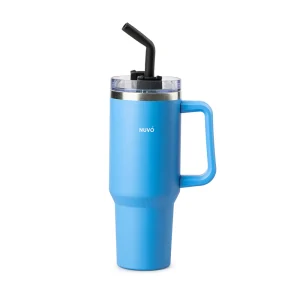 Termo Con Popote Azul 1.2L Acero Inoxidable Nuvó