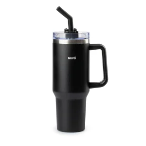 Termo Con Popote Negro 1.2L Acero Inoxidable Nuvó