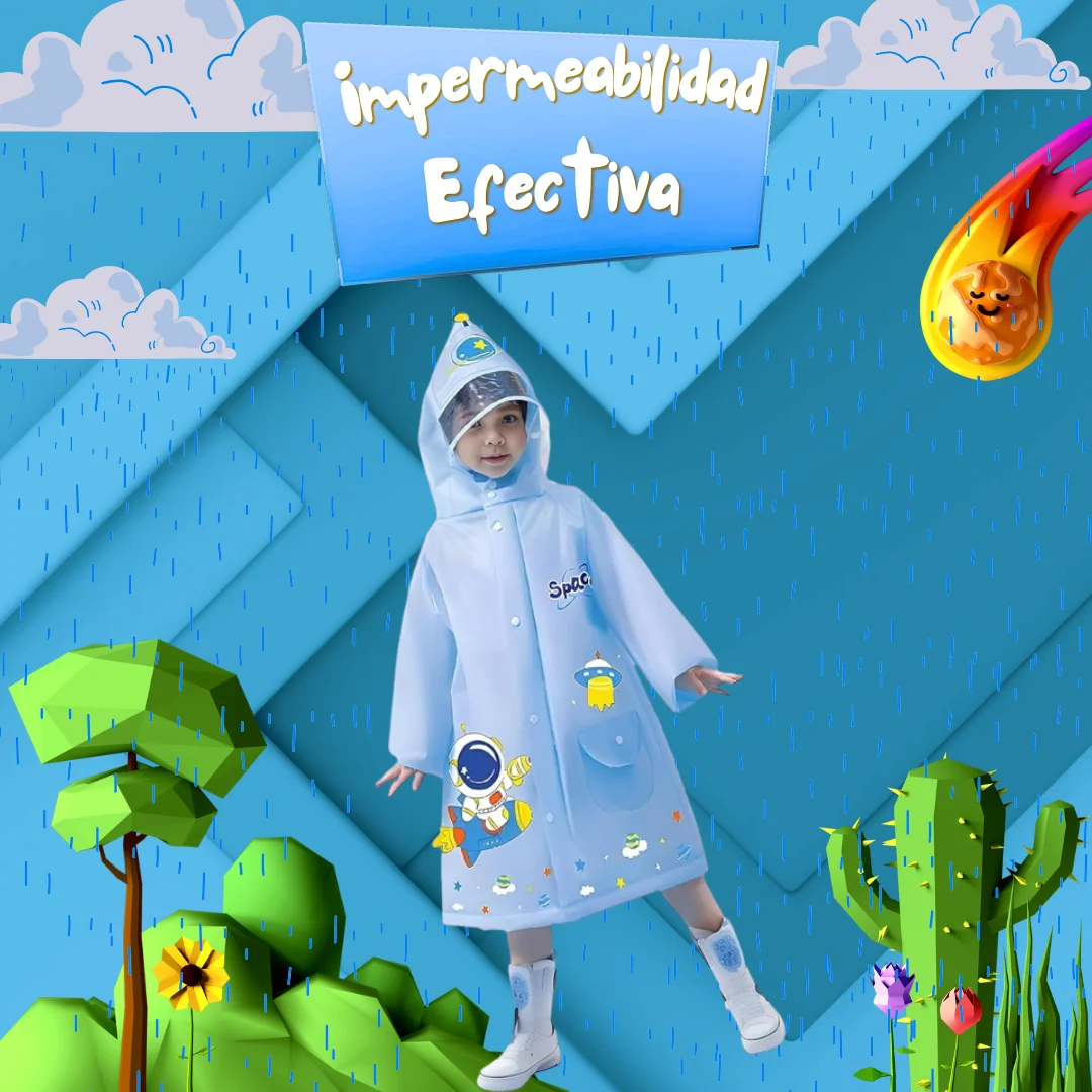 Capa Impermeable para niños 💦 WATER FUN ADVENTURE 🌧 (iMPERMEABLE CON VISERA) - Imagen 4