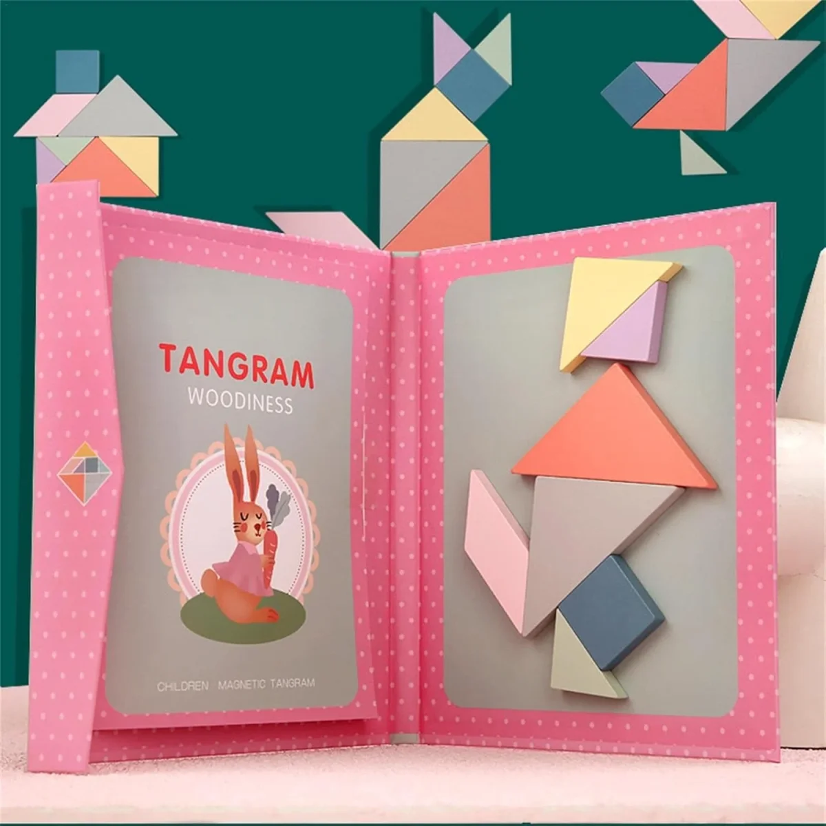 Kit Libro Tangram Magnético Montessori 📖 BRILLIANT MINDS 🧠 (+160 patrones para formar divertidas figuras.) - Imagen 7