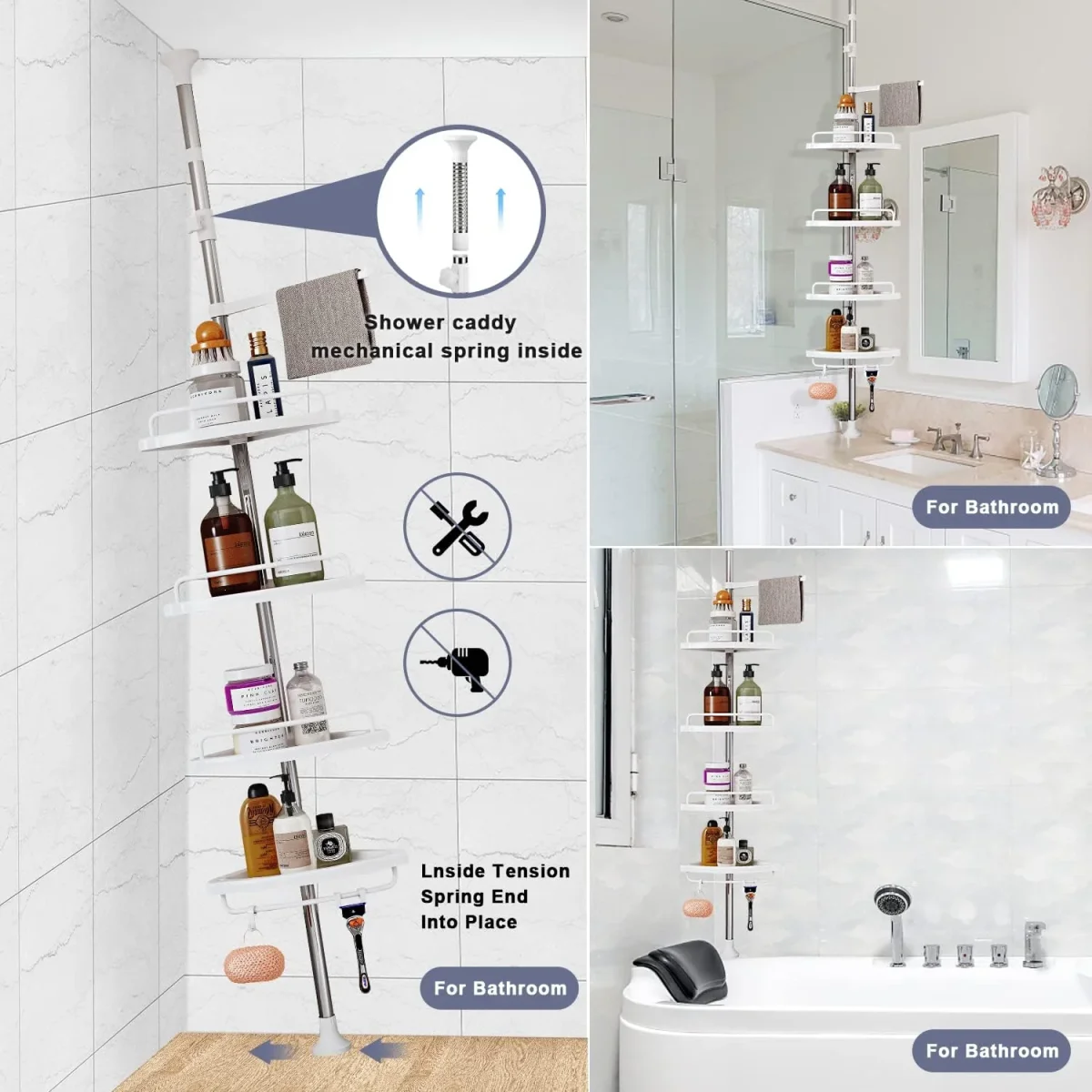 Organizador de Baño esquinero 🧴 PRACTIC PRORESIST 💥 (4 Niveles sin perforaciones) - Imagen 9