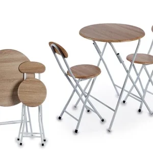 Juego Mesa y dos Sillas Redondas Madera Blanco 60 x 60 x 75 cm - Precio de fábrica
