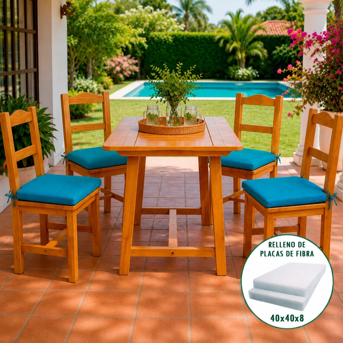 022 Cojín Asiento Silla Acolchado Loneta Liso 02