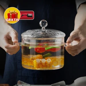 Olla de vidrio ⚡️ POWER COOK 🍲 (OBSEQUIO: Afilador de cuchillos)