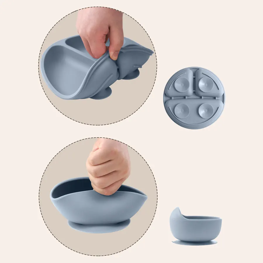 Set Vajilla de silicona para Bebés🥤 KIDS FOOD 🍛 (8 piezas antideslizantes y antiderrames) - Imagen 6