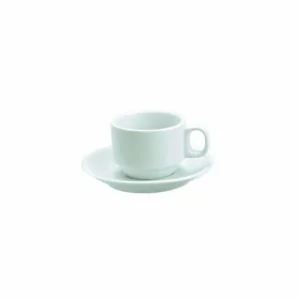 Taza Para Cafe Con Plato 100cc Loza Blanca