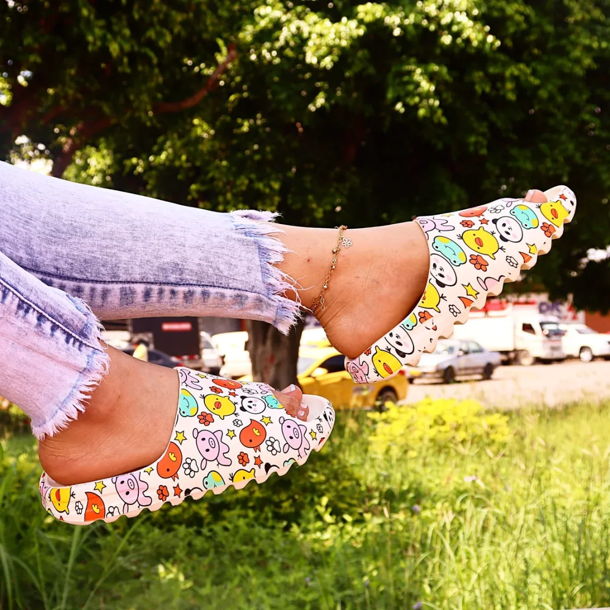 Pantuflas Estampadas Blancas Cerditos - Imagen 4