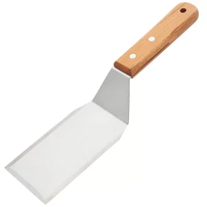 Espátula Para Plancha Bordes Biselados Acero Inox 7cm M. Madera