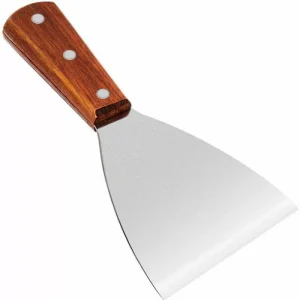 Espátula Triangular Plancha Acero Inox 10cm M. Madera