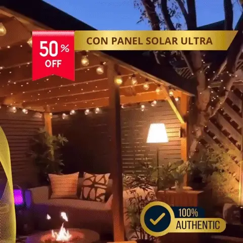 Guirnalda Luces Solares  ✨ LuxurMAX 10mts💡 ( INCLUYE: Panel solar ULTRA + 20 Bombillos )