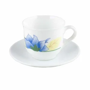 Set Taza Para Café Largo Con Plato 160cc Vidrio x6un